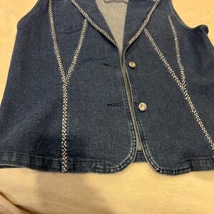 Denim Vest with Studded Details